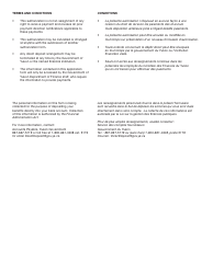 Form YG4980 Direct Deposit Authorization - Yukon, Canada (English/French), Page 2