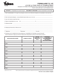 Document preview: Forme YG5803 Loi De La Taxe Sur Le Combustible - Demande 5c - Yukon, Canada (French)