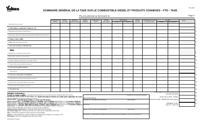 Forme YG4778 &quot;Generic Fuel Collector Summary Form Diesel and Related Products - Ftd-Tax&quot; - Yukon, Canada (French)