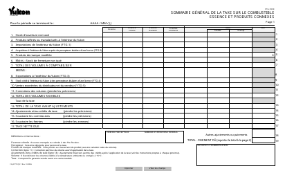 Document preview: Forme YG4777 Generic Fuel Collector Summary Form - Gasoline and Related Products - Yukon, Canada (French)