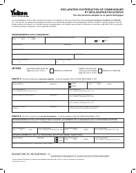 Forme YG5653 Declaration D&#039;interdiction De Communiquer Et Declaration Facultative Par Une Personne Adoptee Ou Un Parent Biologique - Yukon, Canada (French), Page 2