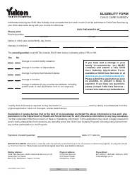 Document preview: Form YG2279 Eligibility Form - Yukon, Canada