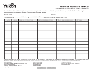 Document preview: Forme YG3871 Job Search Record - Yukon, Canada (French)