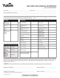 Document preview: Form YG3958 Self-employed Financial Information - Yukon, Canada