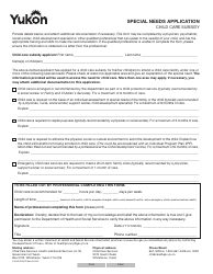 Document preview: Form YG3957 Special Needs Application - Yukon, Canada