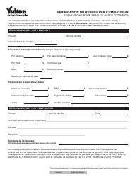Document preview: Forme YG3956 Verification of Income by Employer - Yukon, Canada (French)