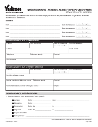 Document preview: Forme YG6509 Child Support Questionnaire - Yukon, Canada (French)