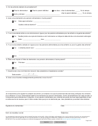 Forme YG6509 Child Support Questionnaire - Yukon, Canada (French), Page 2