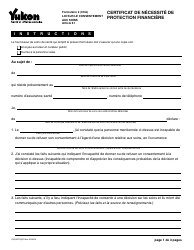Forme 2 (YG5257) &quot;Certificate of Need for Financial Protection&quot; - Yukon, Canada (French)