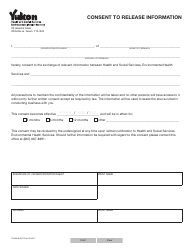 Document preview: Form YG4684 Consent to Release Information - Yukon, Canada