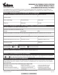 Forme YG5453 Demande De Permis D&#039;exploitation D&#039;un Grand Reseau Public D&#039;alimentation En Eau Potable - Yukon, Canada (French)