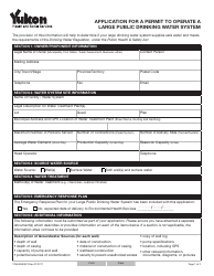 Document preview: Form YG5453 Application for a Permit to Operate a Large Public Drinking Water System - Yukon, Canada