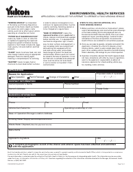 Form YG5922 Application / Checklist for a Permit to Operate a Food Vending Vehicle - Yukon, Canada