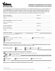 Document preview: Forme YG5964 Demande D'autorisation D'utiliser Un Systeme D'elimination DES Eaux Usees - Yukon, Canada (French)