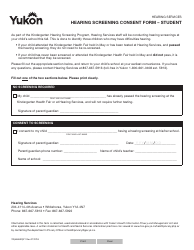 Document preview: Form YG6486 Hearing Screening Consent Form - Student - Yukon, Canada