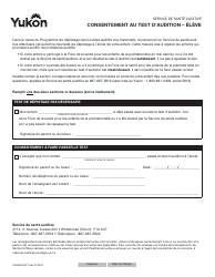 Document preview: Forme YG6486 Hearing Screening Consent Form - Student - Yukon, Canada (French)