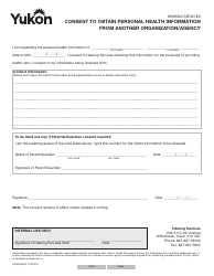 Document preview: Form YG6529 Consent to Obtain Personal Health Information From Another Organization/Agency - Yukon, Canada