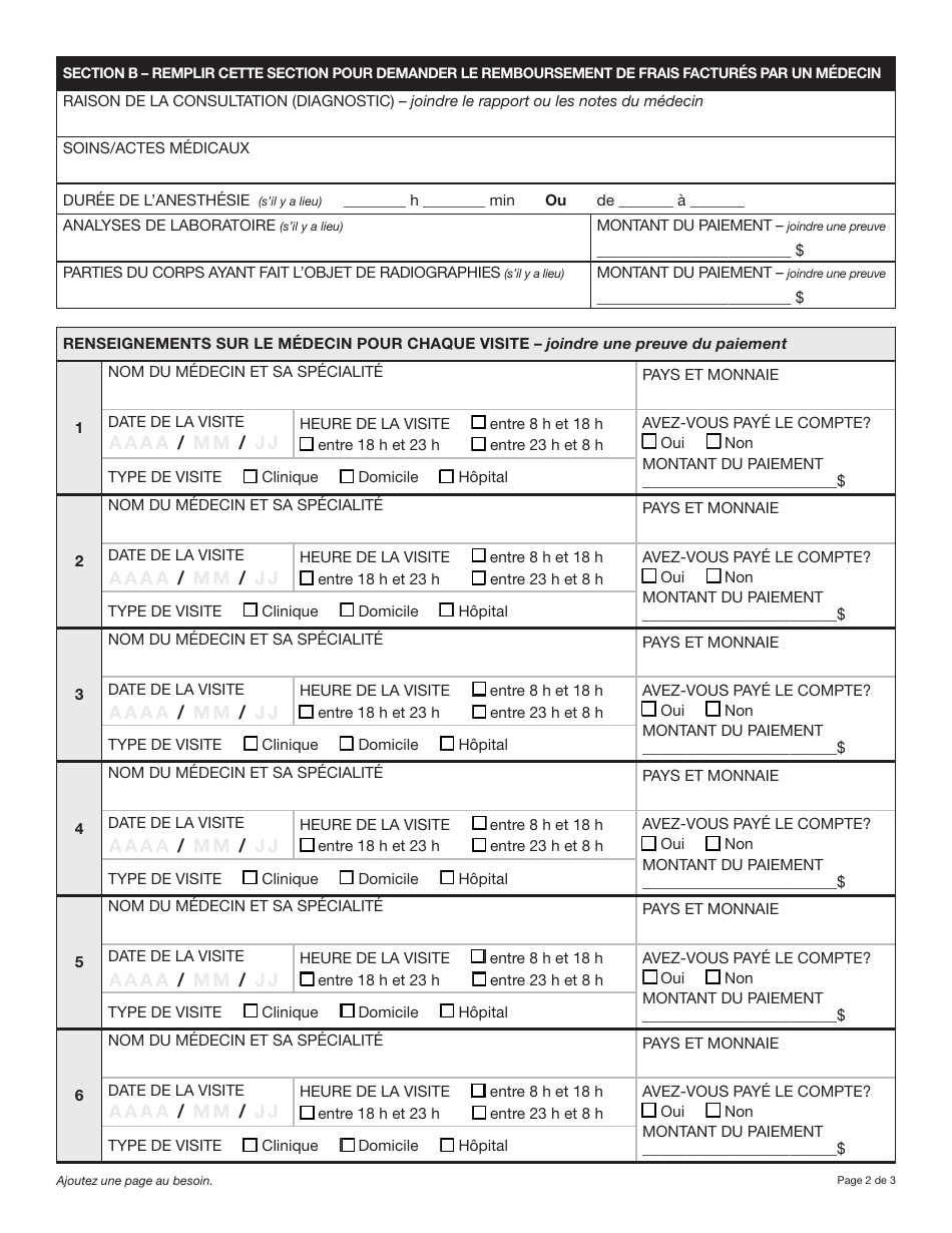 Forme YG6473 Reclamations Pour Services Medicaux a Letranger - Yukon, Canada (French), Page 2