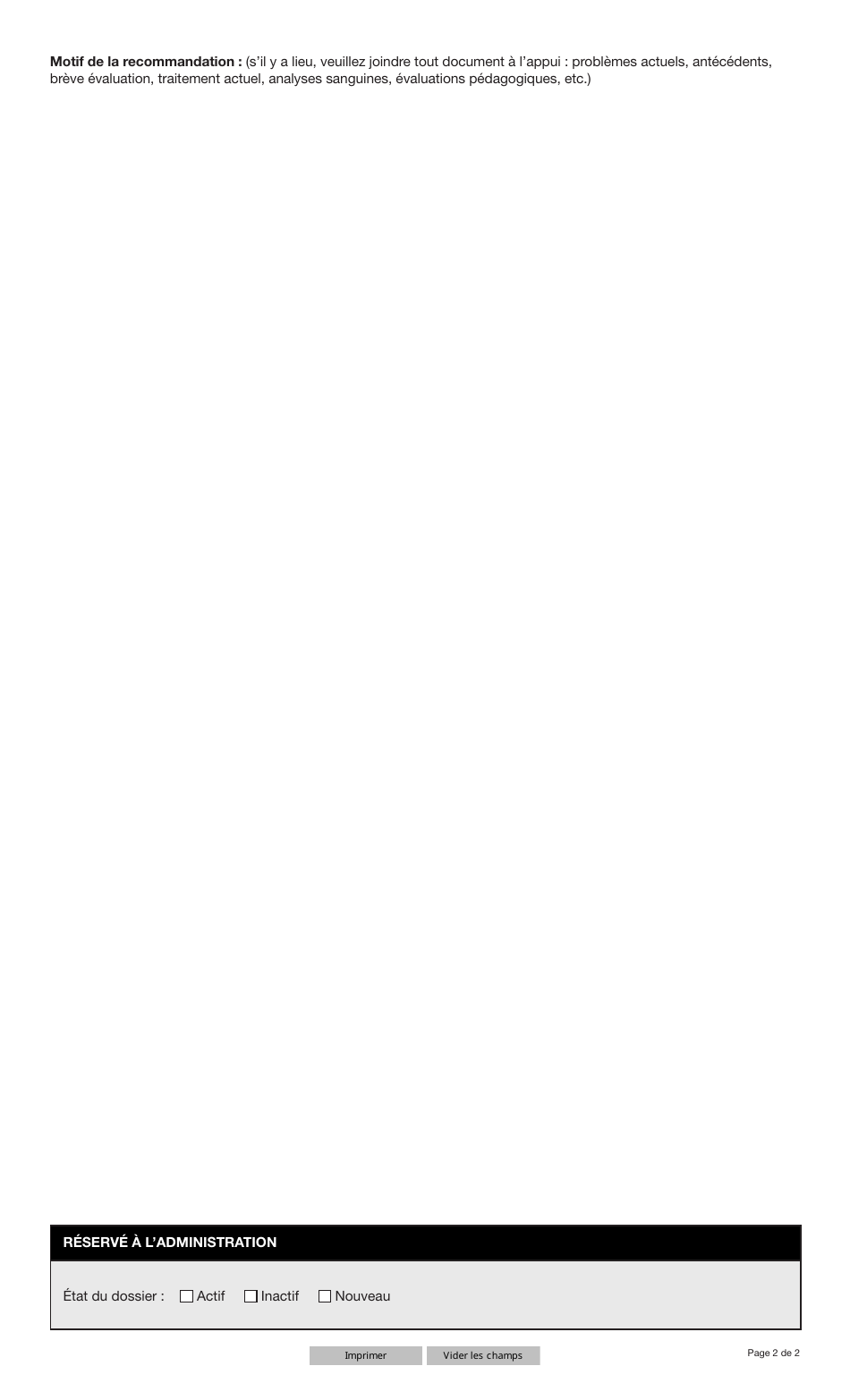 Forme YG1552 Feuille De Renseignements Recommandation - Yukon, Canada (French), Page 2