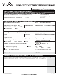 Document preview: Forme YG5848 Formulaire De Declaration Ou De Recommandation - Yukon, Canada (French)