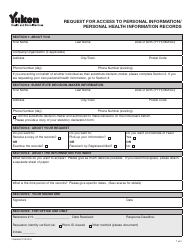 Document preview: Form YG6364 Request for Access to Personal Information/Personal Health Information Records - Yukon, Canada