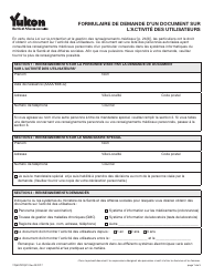 Forme YG6379 Record of User Activity Request Form - Yukon, Canada (French)