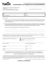 Document preview: Forme YG6523 Consent for Release of Information - Yukon, Canada (French)