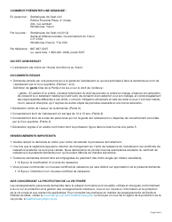 Forme YG6470 Mention De Changement De Sexe Sur Un Acte D&#039;enregistrement De Naissance Personnes De Moins De 16 Ans - Yukon, Canada (French), Page 3