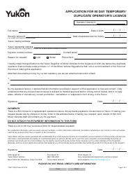 Form YG6112 Application for 90 Day Temporary/Duplicate Operator&#039;s Licence - Yukon, Canada, Page 2