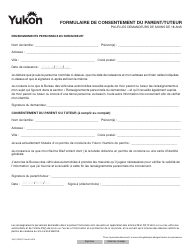 Forme YG5729 &quot;Formulaire De Consentement Du Parent/Tuteur Pour Les Demandeurs De Moins De 18 Ans&quot; - Yukon, Canada (French)