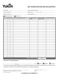 Form YG4885 &quot;Gdl Driver Record and Declaration&quot; - Yukon, Canada