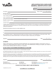 Form YG6094 Application for a Duplicate General Identification Card - Yukon, Canada, Page 2