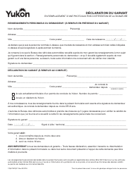 Forme YG5728 &quot;Declaration Du Garant En Remplacement D'une Photo/Aux Fins D'attestation De La Signature&quot; - Yukon, Canada (French)