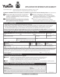 Form YG5236 &quot;Application for Veteran Plate Eligibility&quot; - Yukon, Canada