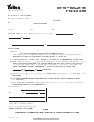 Document preview: Form YG3799 Statutory Declaration Progress Claim - Yukon, Canada