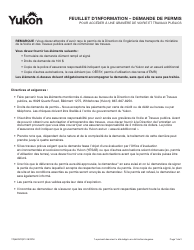 Forme YG6623 Feuillet D&#039;information - Demande De Permis - Yukon, Canada (French)