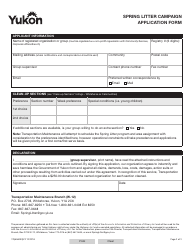 Form YG6560 Spring Litter Campaign Application Form - Yukon, Canada, Page 2