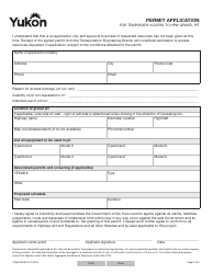 Form YG6623 Permit Application for Temporary Access to Hpw Gravel Pit - Yukon, Canada, Page 2
