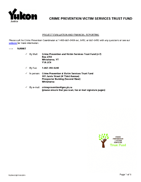 Form YG5893 Crime Prevention Victim Services Trust Fund Project Evaluation and Financial Reporting - Yukon, Canada