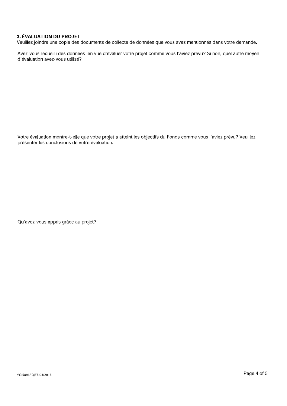 Forme YG5893 Evaluation Du Projet Et Presentation De Linformation Financiere - Yukon, Canada (French), Page 4