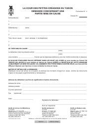 Forme 4 (YG3149) Demande Concernant Une Partie Mise En Cause - Yukon, Canada (French)