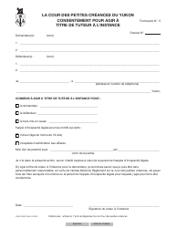 Forme 5 (YG3147) Consentement Pour Agir a Titre De Tuteur a L'instance - Yukon, Canada (French)