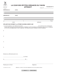 Forme 9 (YG3143) &quot;Affidavit&quot; - Yukon, Canada (French)