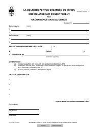 Document preview: Forme 11 (YG5772) Consent Order or Order Without a Hearing - Yukon, Canada (French)