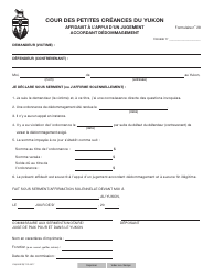 Document preview: Forme 28 (YG6359) Affidavit in Support of Judgment for Restitution - Yukon, Canada (French)