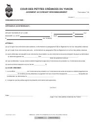 Forme 30 (YG6361) &quot;Judgment for Restitution&quot; - Yukon, Canada (French)