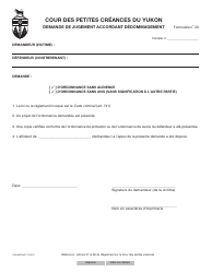 Forme 29 (YG6360) &quot;Requisition for Judgment for Restitution&quot; - Yukon, Canada (French)