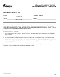 Forme YG6274 Declaration De La Victime - Nonresponsabilite Criminelle - Yukon, Canada (French)