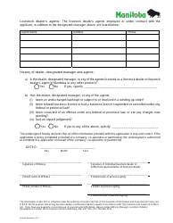 Application for Manitoba Livestock Dealer Licence - Manitoba, Canada, Page 2