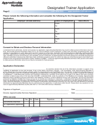 Designated Trainer Application - Manitoba, Canada, Page 2